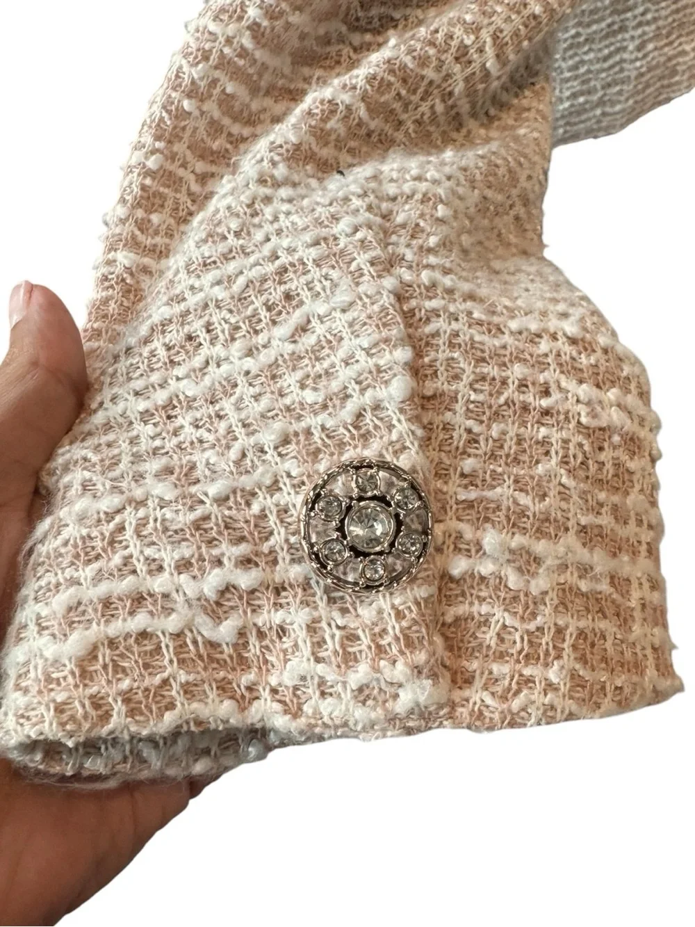 Adrianna Papell Dusty Rose Ivory Textured Tweed Blazer Women’s Size Medium